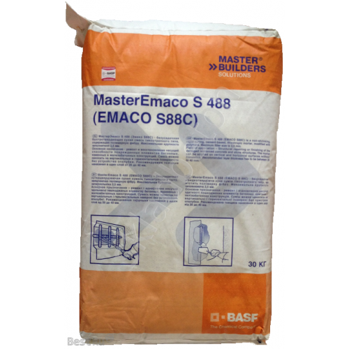 Эмако MasterEmaco® S 488 (EMACO® S88C) рем бет вертик потол толщ 20 - 40 мм